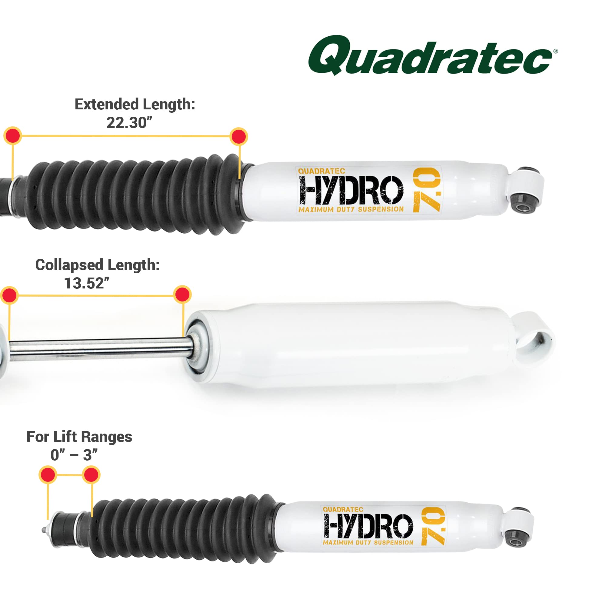 Amazon.com: Quadratec Maximum Duty Hydro 7.0 Front Shock Absorber